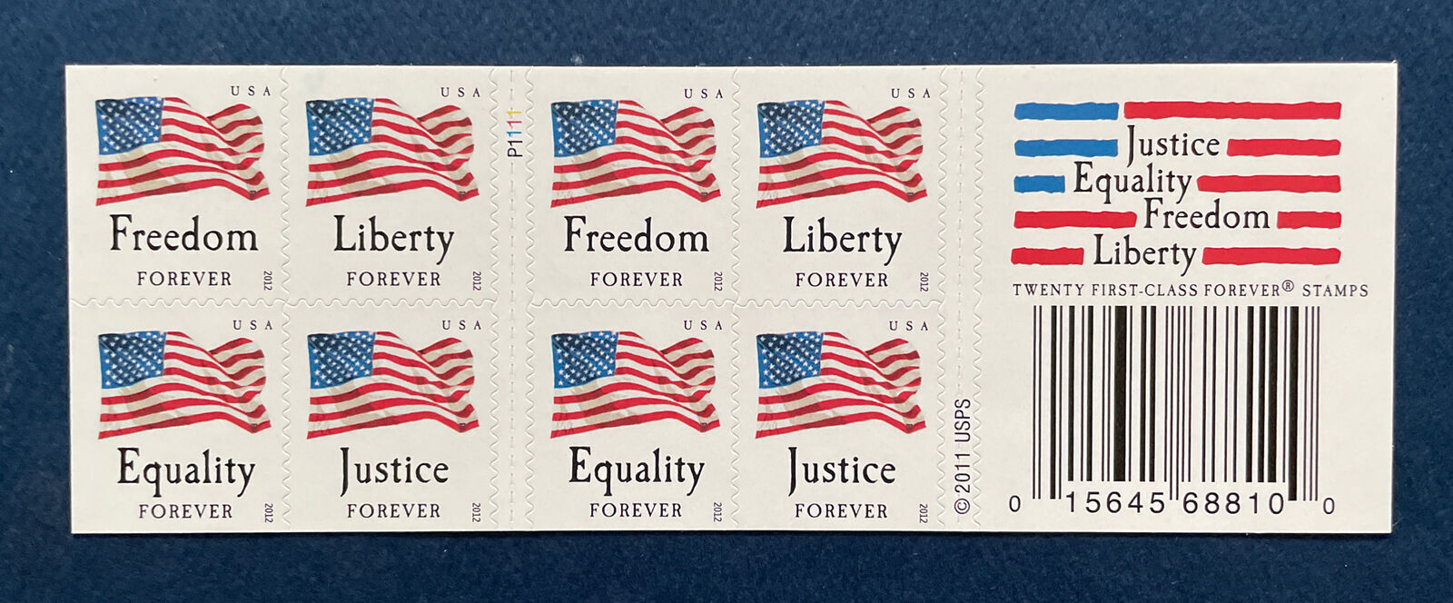 FOUR FLAGS Booklet Pane of 20 US Forever Stamps MNH 2012 Plate - Image 2