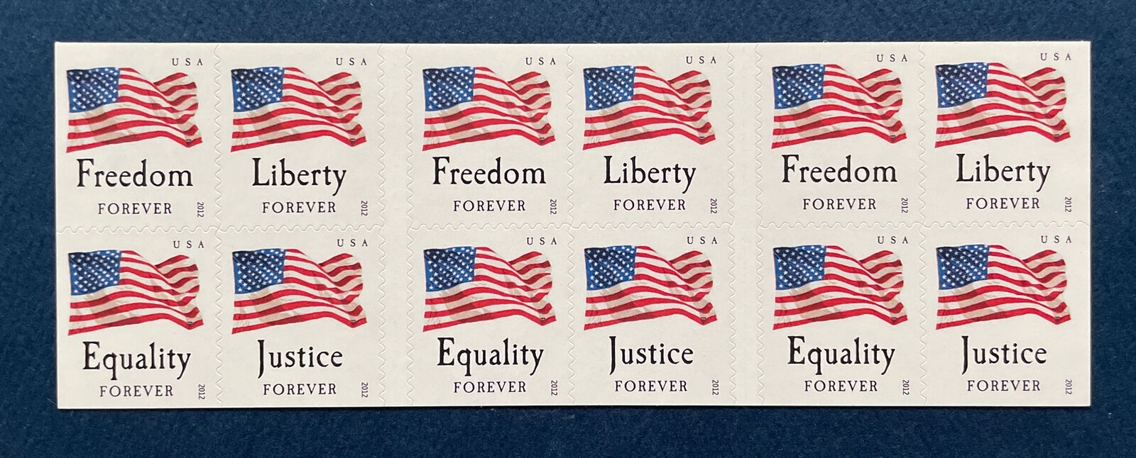 FOUR FLAGS Booklet Pane of 20 US Forever Stamps MNH 2012 Plate